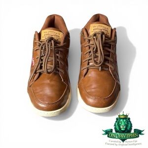 Levi’s Men’s Brown Leather Low Top Sneakers Size 10 Lace Up Y2K Retro NWOB